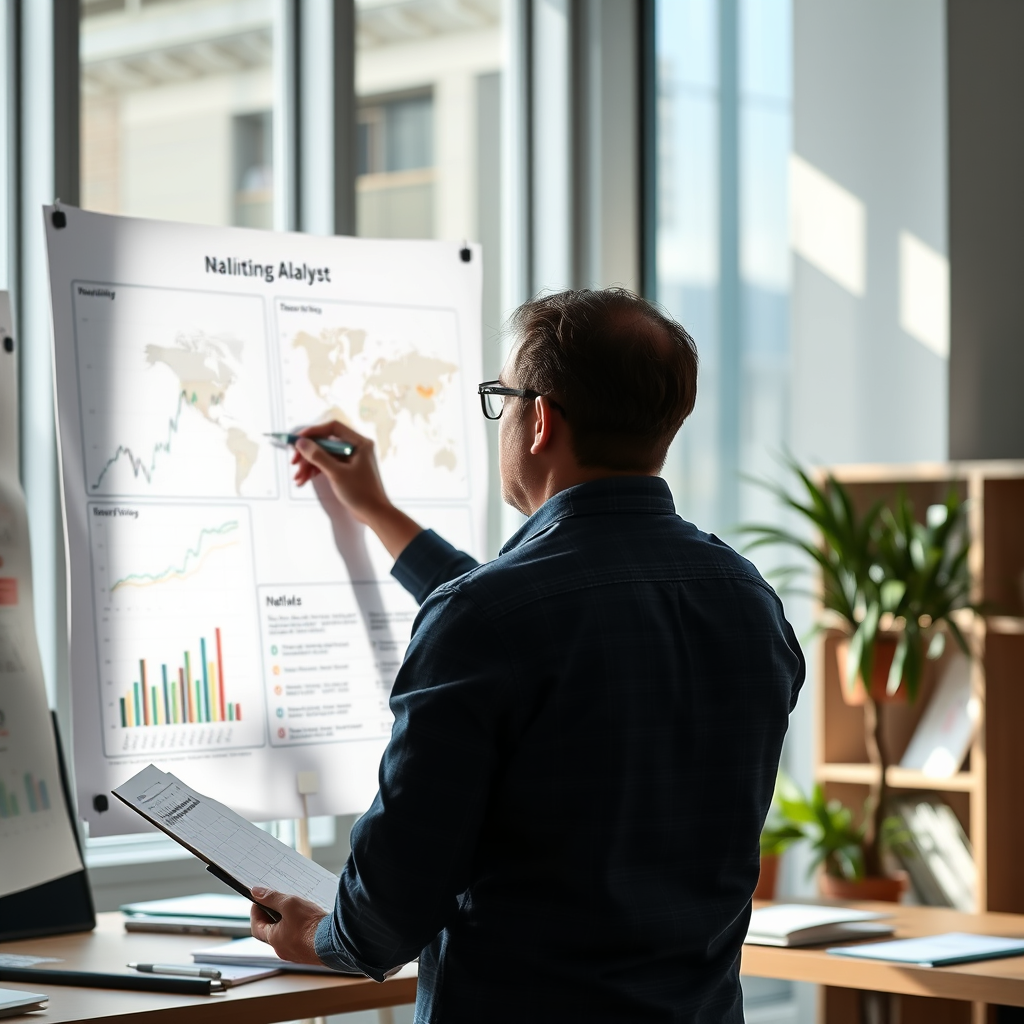 A person analyzing charts