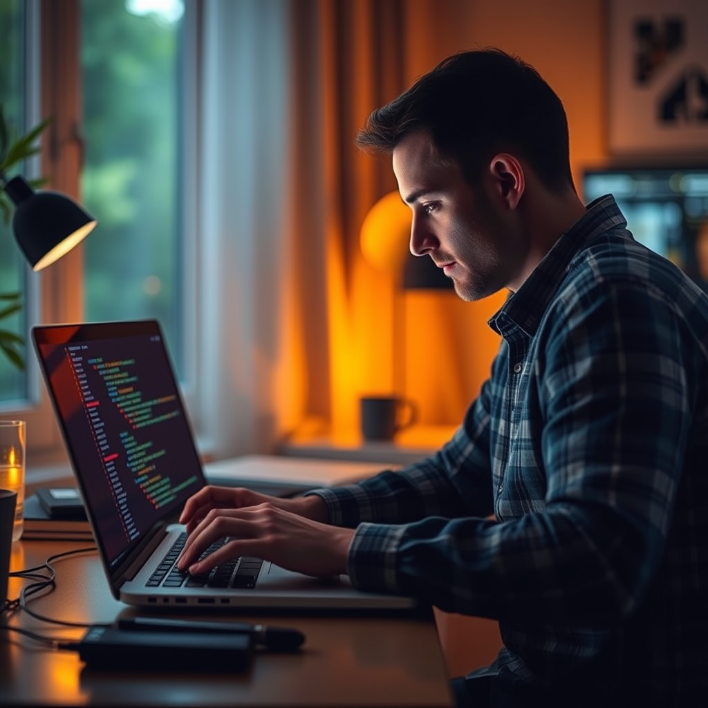 Person coding on a computer